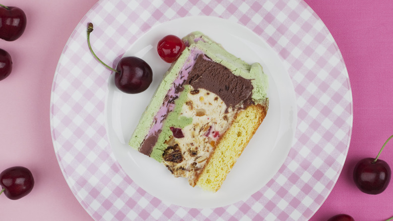 Slice of ice cream cake