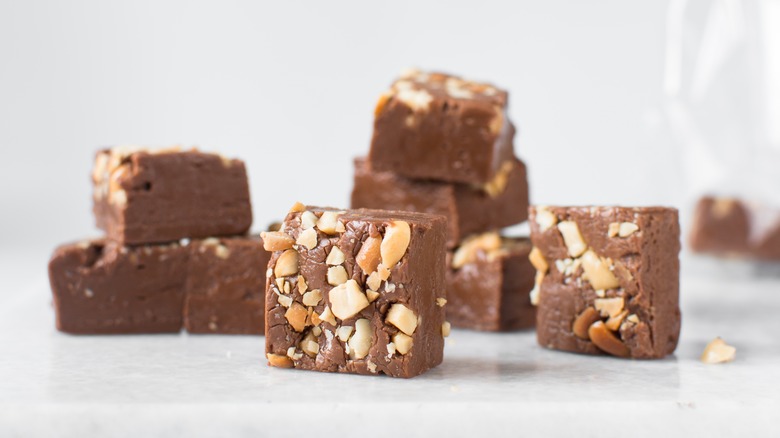 Chocolate fudge with chopped nuts