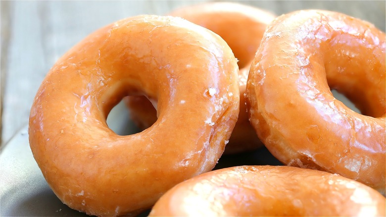 Close-up of glazed donuts