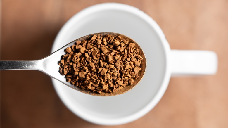 Teaspoon of instant coffee granules