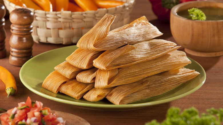 Plate of Mexican tamales