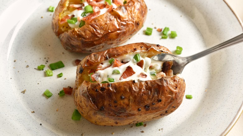 baked potato in tin foil