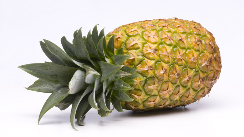 Pineapple laying on its side