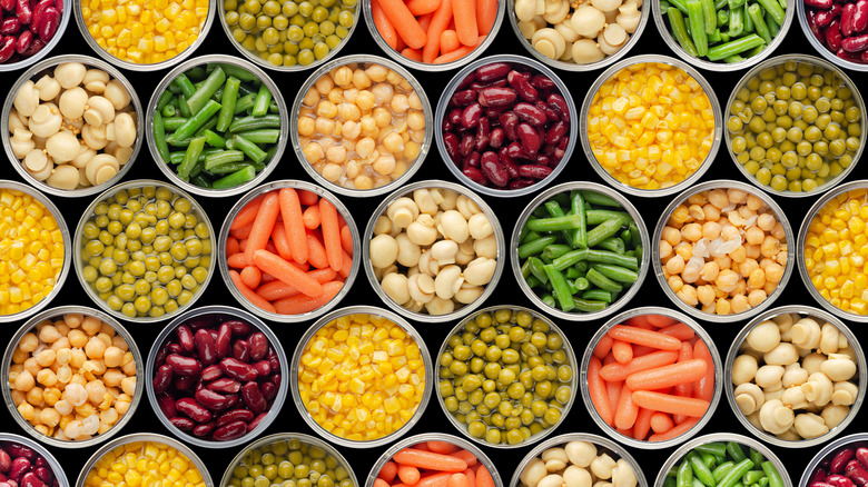 open cans of various food