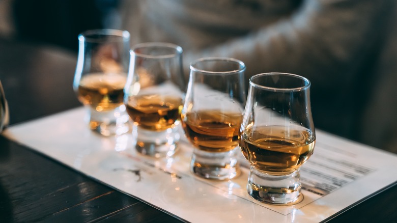 whisky tasting flight in snifters