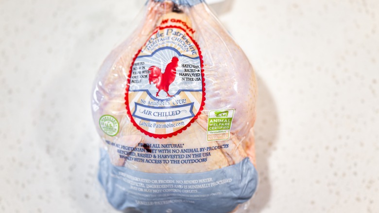 whole chicken with air chilled label