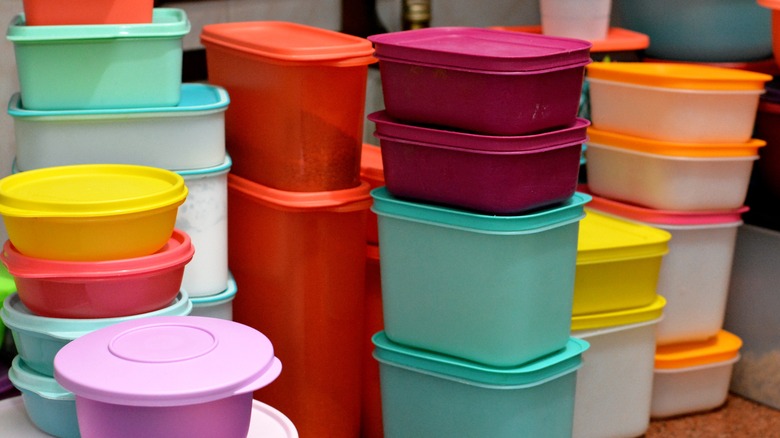 colorful plastic food storage containers
