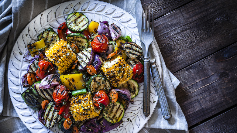 colorful plate of grilled vegetables
