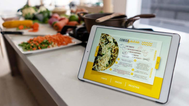recipe displayed on tablet