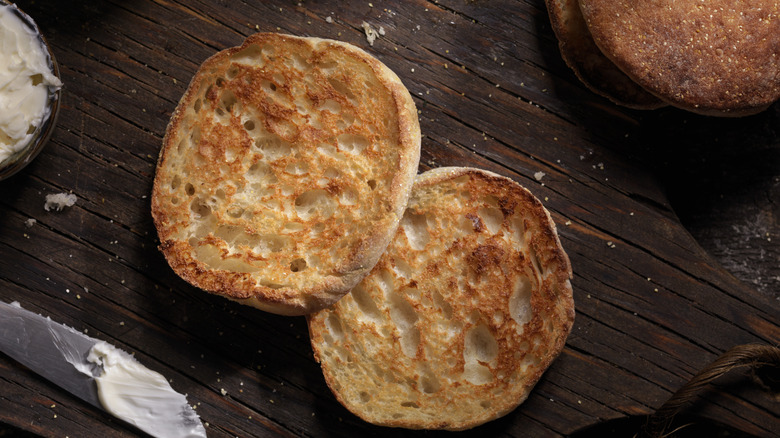 Toasted English muffin with butter