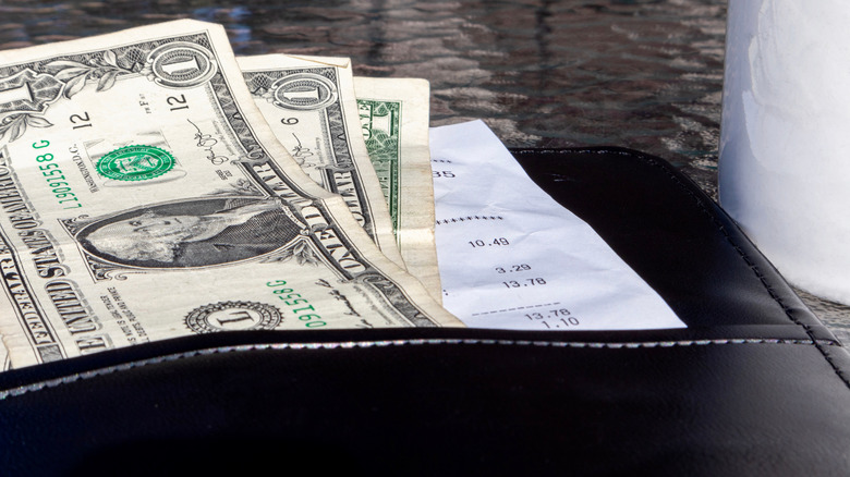 tip left with restaurant bill