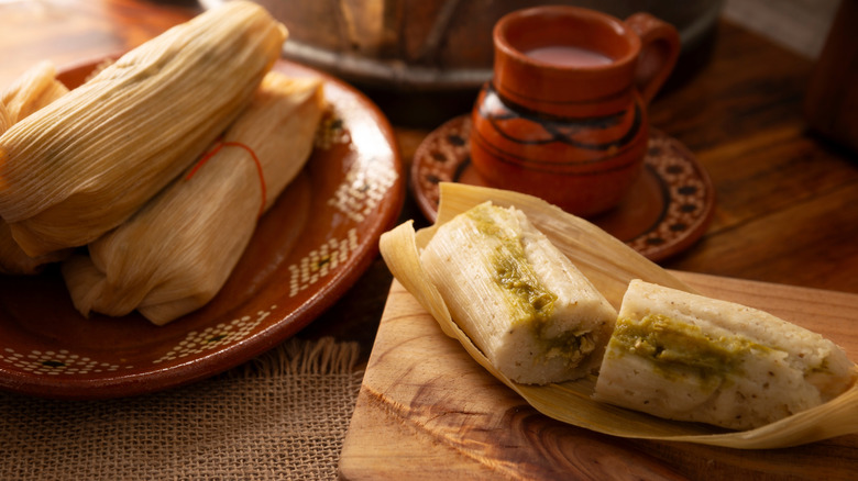 wrapped and unwrapper tamales