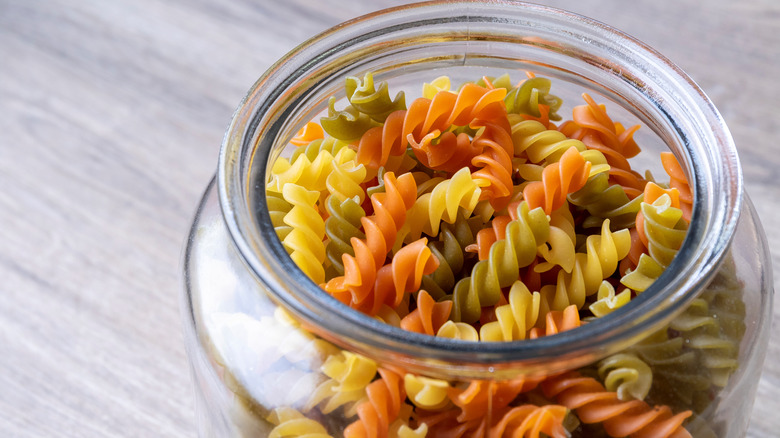 dried pasta in a jar