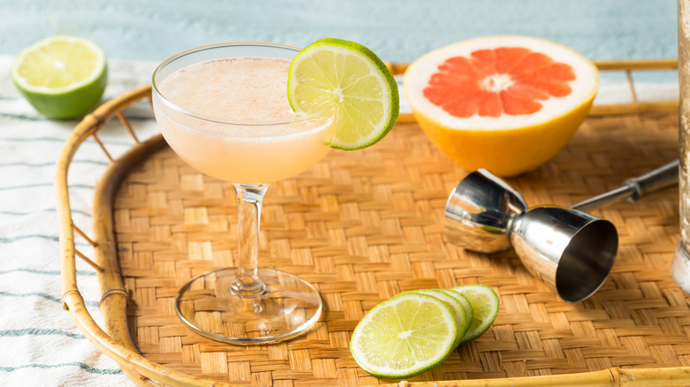 Daiquiri cocktail garnished with lime wedge