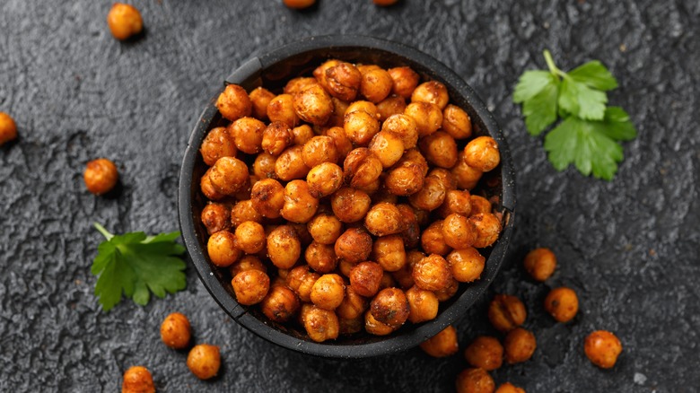 Roasted chickpeas in a bowl