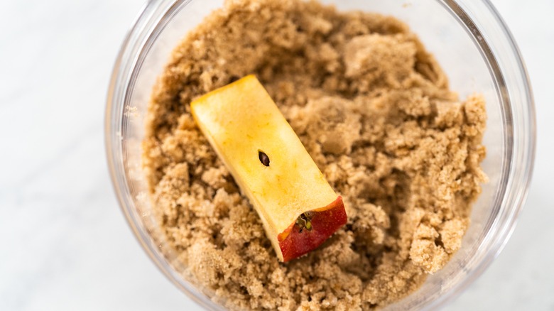 Apple core in brown sugar