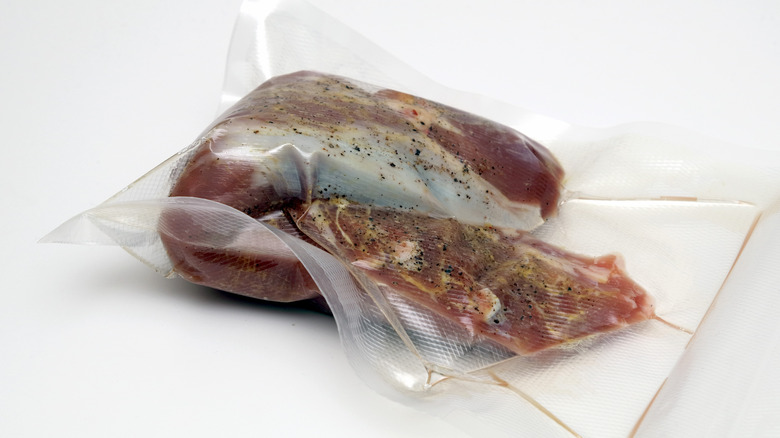 Pork tenderloin in a sous vide bag