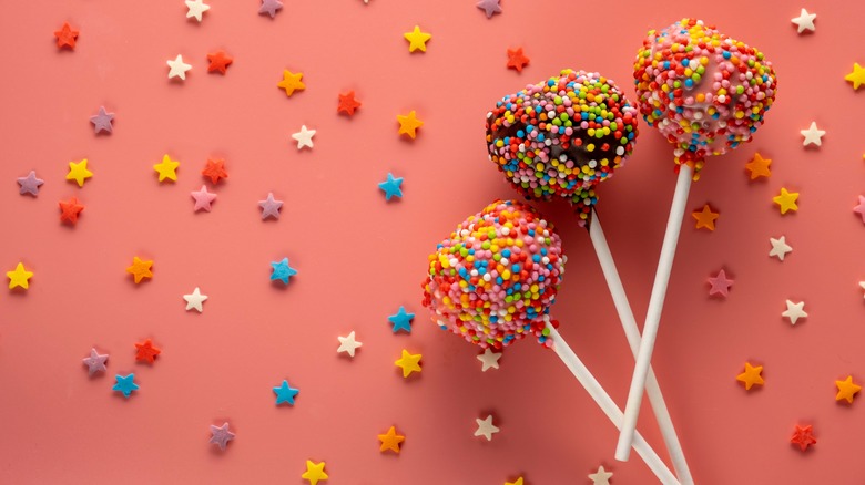 Cake pops covered in sprinkles