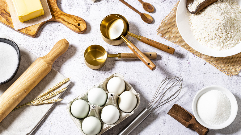 Baking ingredients and utensils