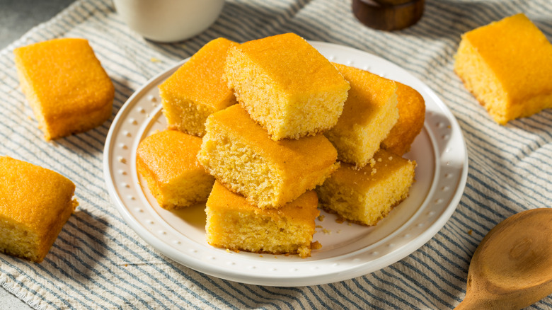 cornbread cut into squares