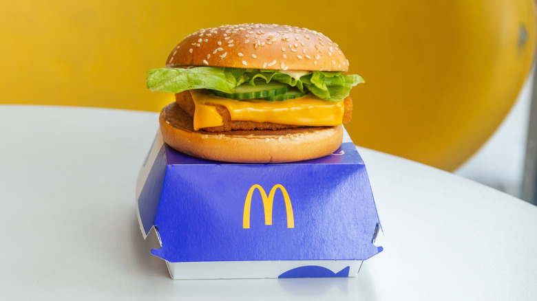 Saint-Ghislain, Belgium - August 6, 2023: McDonald's Royal o fish burger.