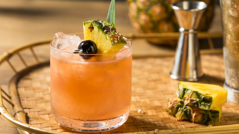 mai tai cocktail with pineapple