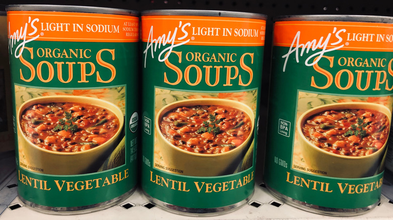 Cans of lentil soup