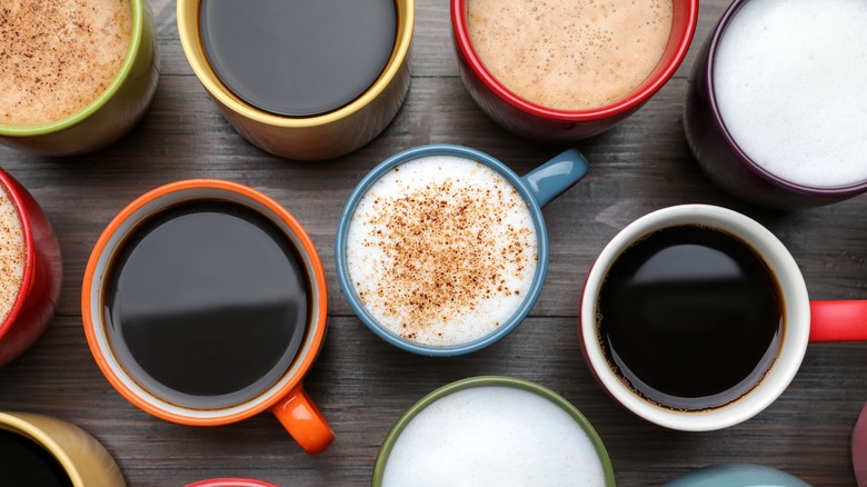coffee mugs in various colors