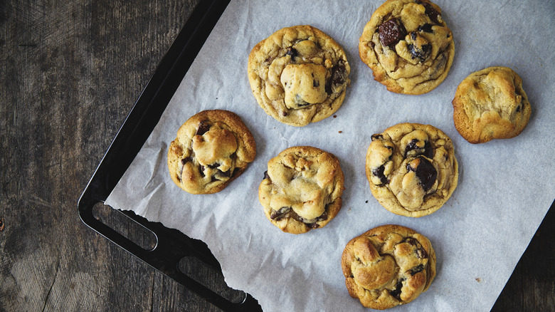 freshly baked chocolate chip cookies