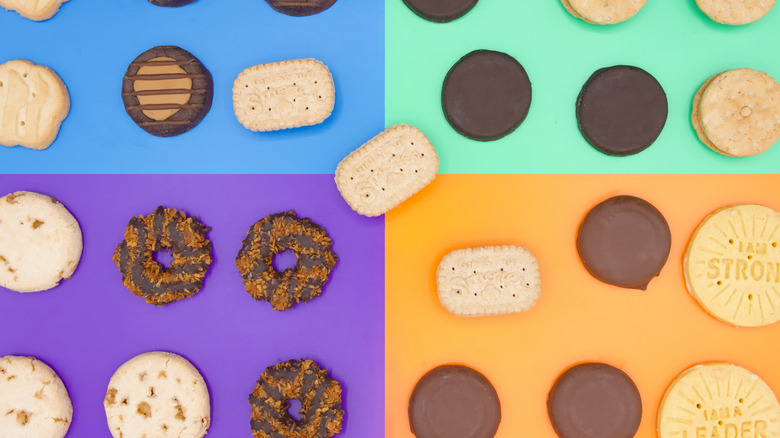 array of Girl Scout cookies