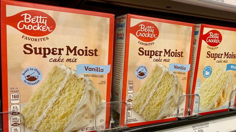 Three boxes of Betty Crocker vanilla cake mix