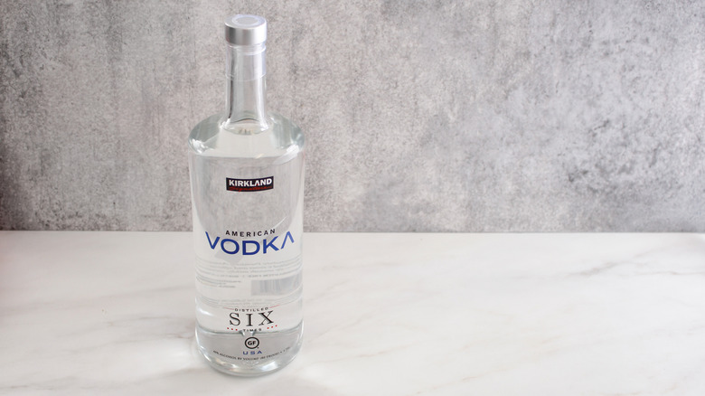 bottle of Kirkland signature vodka