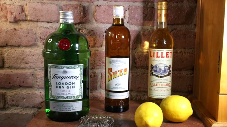 Ingredients for white negroni cocktail