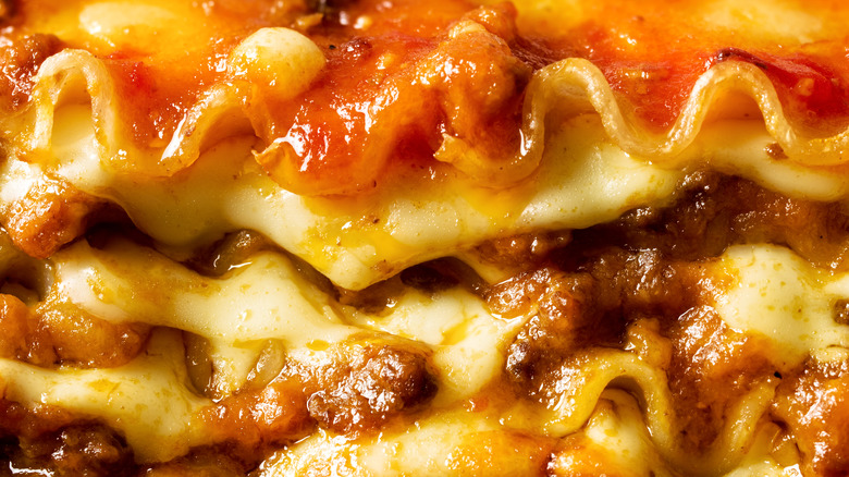 Closeup lasagna layers