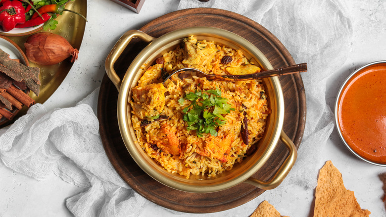 chicken biryani with saffron rice