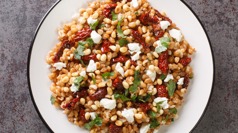 spelt salad with feta and sun dried tomatoes