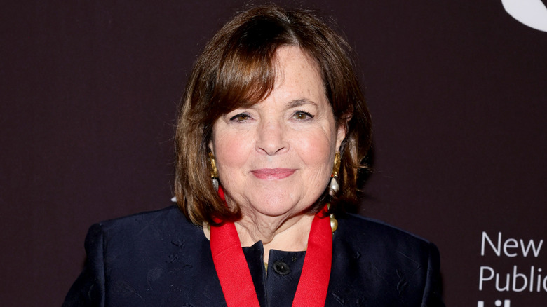 Ina Garten smiles on the red carpet of the New York Public Library Gala