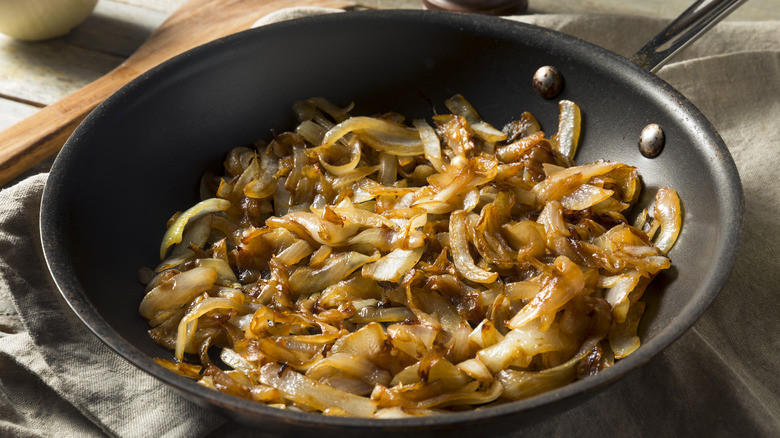 Pan of caramelized onions