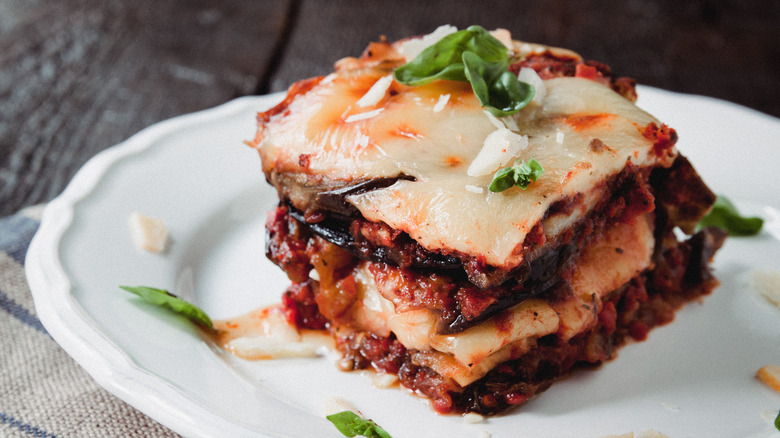 eggplant parmesan on dish