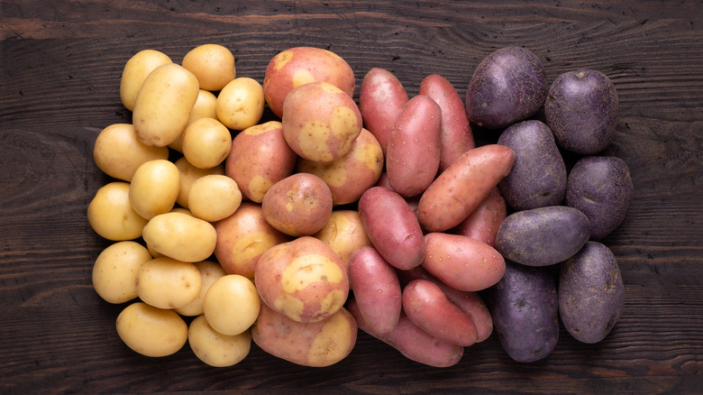 Variety of potatoes on board