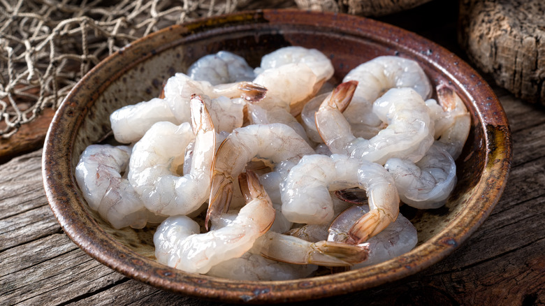 Uncooked peeled and deveined shrimp