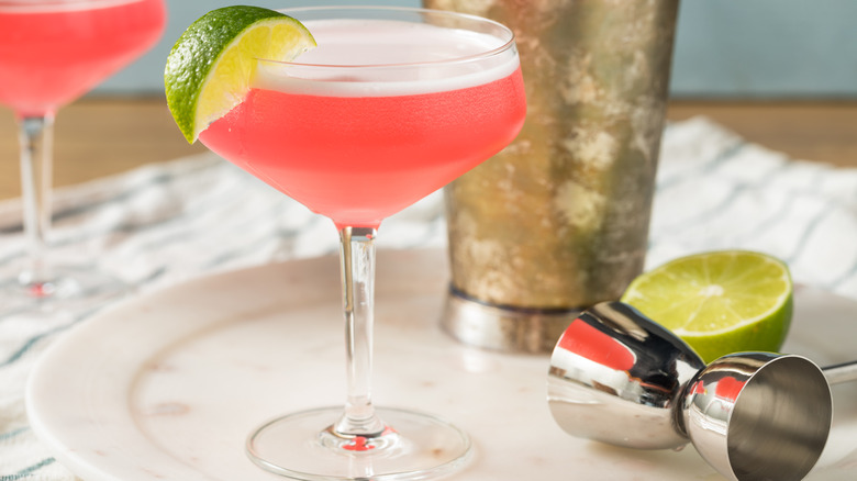 Cosmopolitan cocktail with cocktail shaker