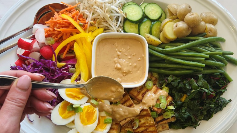 serving Indonesian gado-gado salad