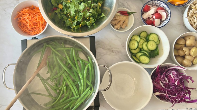 blanching vegetables