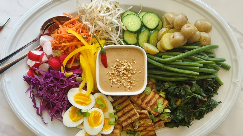 Indonesian gado-gado salad plate