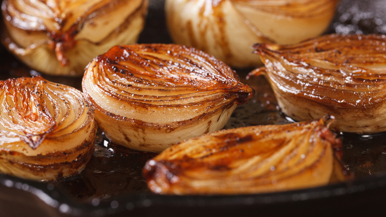 Caramelized onion halves