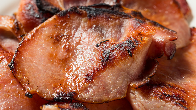 slices of cooked Canadian bacon