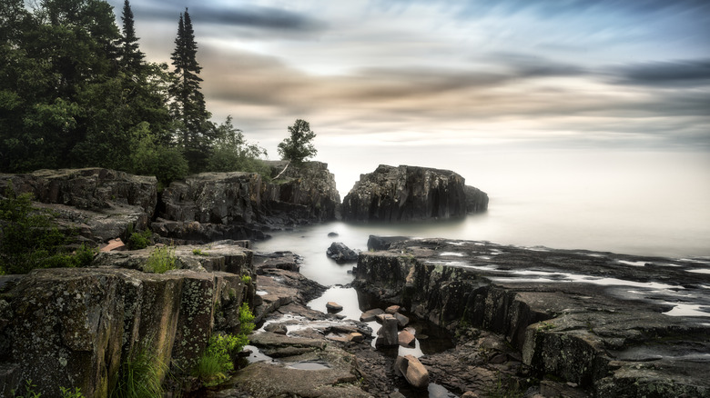 A long exposure on the coast of Lake Superior, near Grand Marais, Minnesota.