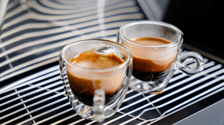 Two glasses of espresso shots freshly espresso