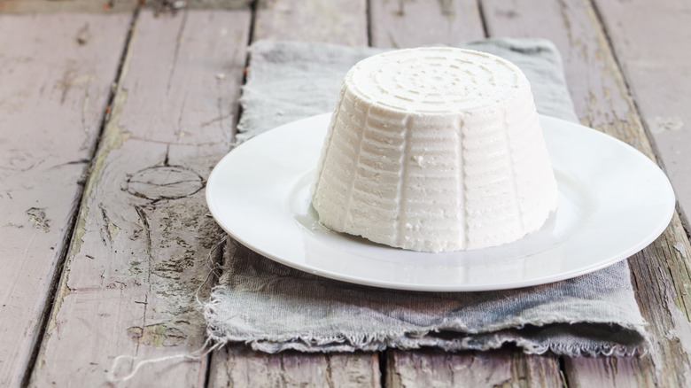 Ricotta sitting on a white plate